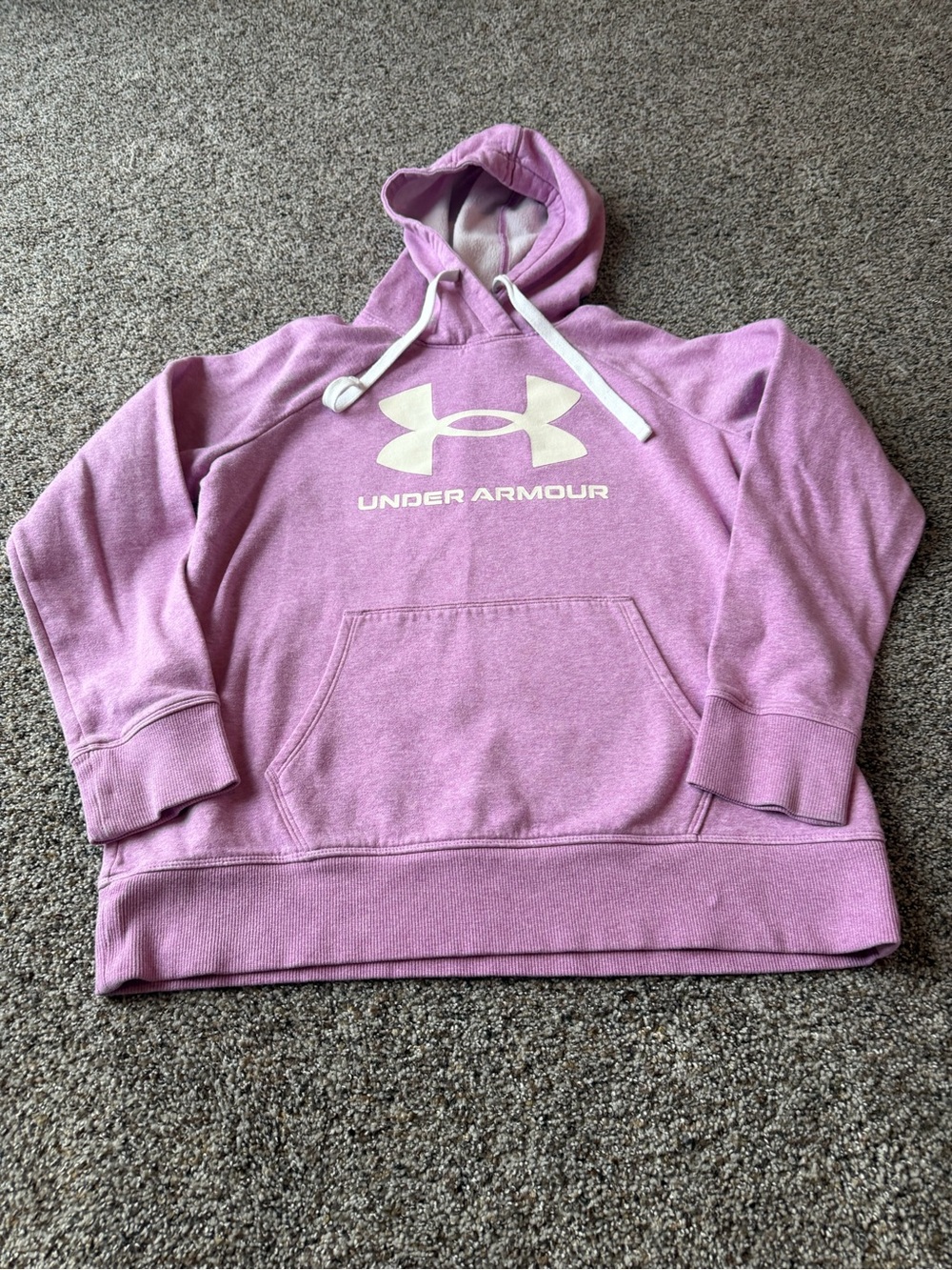 Under Armour Womens Medium Pink Big Logo Loose Fit Fleece Pullover Hoodie M